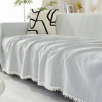 Cozy Textured Knit Blanket with Playful Tassels