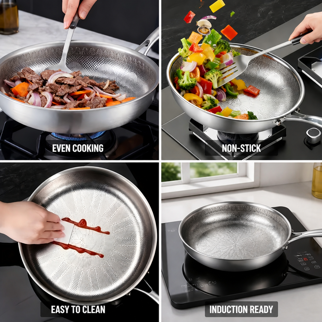 304 Stainless Steel Titanium Non-Stick Frying Pan (28 cm)