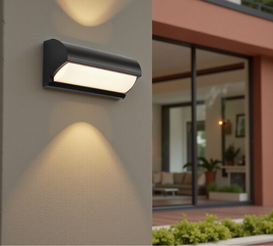 Rectangular LED Panel Outdoor Wall Light in Black
