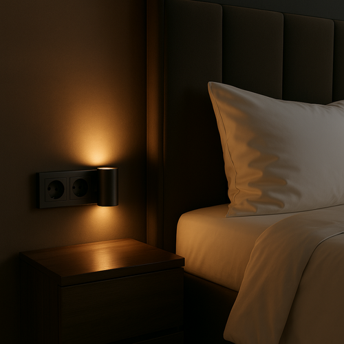 Black Cylindrical Head Wall-Mounted Plug-In Light