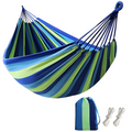 Striped Pattern Outdoor Hammock with Rope Loops