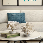 Ocean Harmony Coral Art with Marble Stand - Elegant Resin Decor