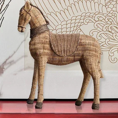 Artisan Woven Horse Figurine - Timeless Rustic Home Accent
