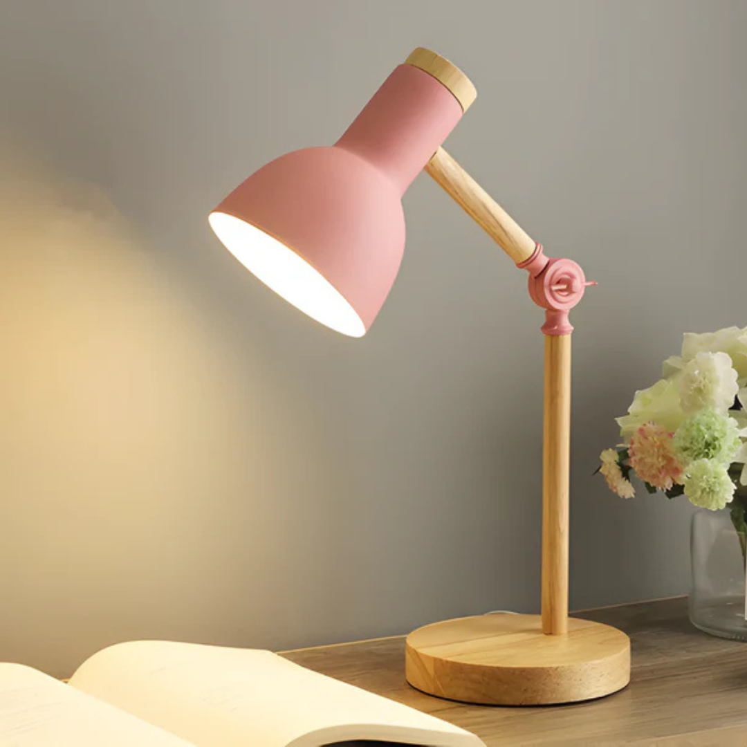 LED Desk Lamp with Adjustable Wooden and Metal Design