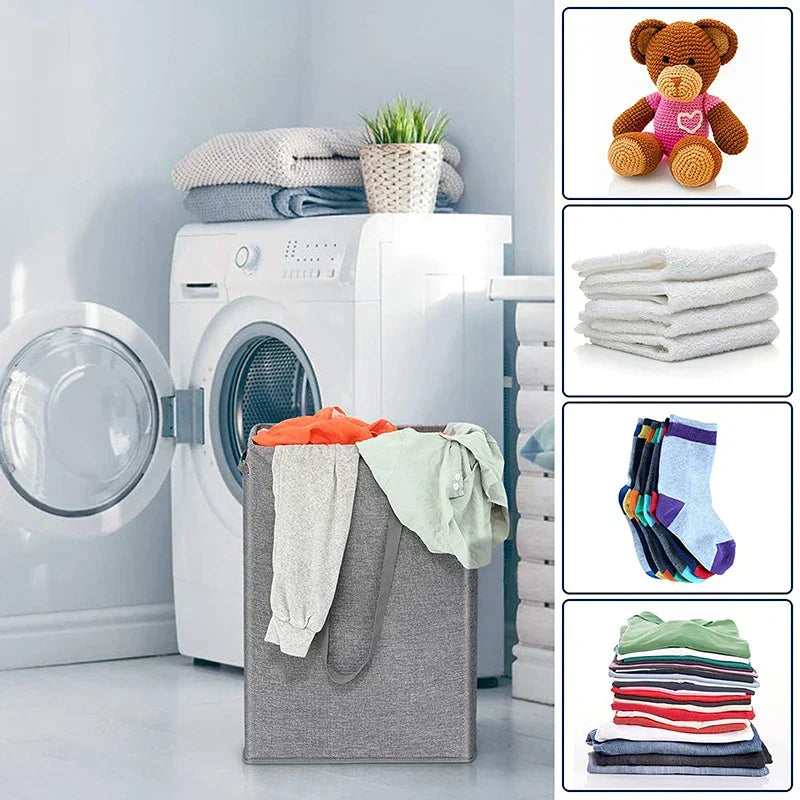 Laundry Basket Slim 45L Fitted Lid & Handles