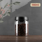 Coffee Bean Storage Jar Vacuum Pump Airtight Borosilicate Glass