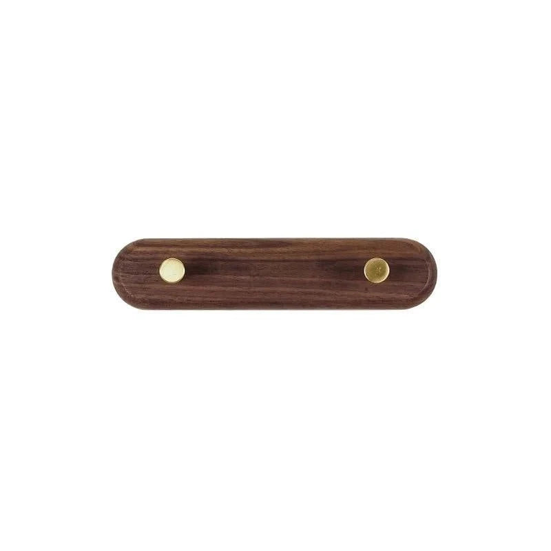 Wall-Mounted Coat Rack Natural Wood & Brass Hooks