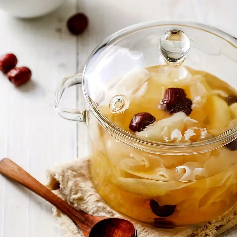 Glass Casserole Pot Transparent & Heat-Resistant Double Handles