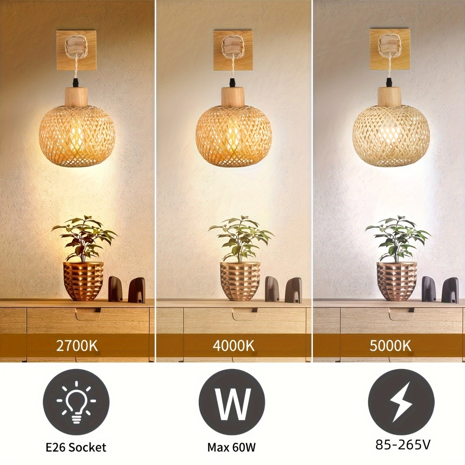 Handcrafted Wood and Rattan Wall Light | Rustic Sconce Fixture