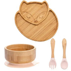 Children's Tableware Set Bamboo Suction Base 4-Piece