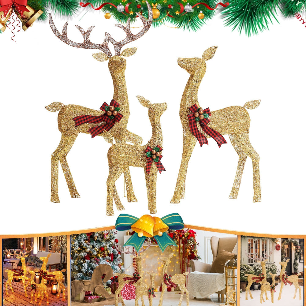 LED Garden Display of Reindeer for Christmas Outdoor Decor