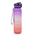 Water Bottle Timeline Markings Built-In Straw 1L Capacity
