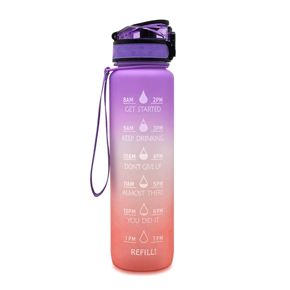 Water Bottle Timeline Markings Built-In Straw 1L Capacity