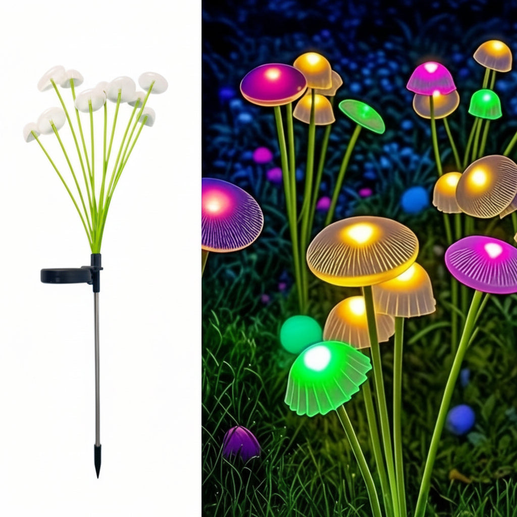 Solar-Powered Multicolored Mushroom Garden Light