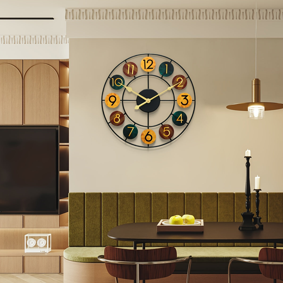 Vintage Iron Wall Clock in Bright Colors | Decorative Timepiece