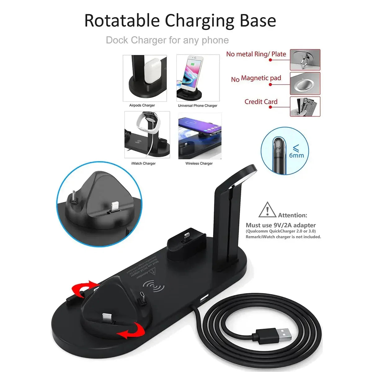 Wireless Charging Station 3-in-1 Fast Charging USB-C