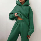 Lounge Set Oversized Relaxed Fit Cotton-Poly Blend Elastic Waistband