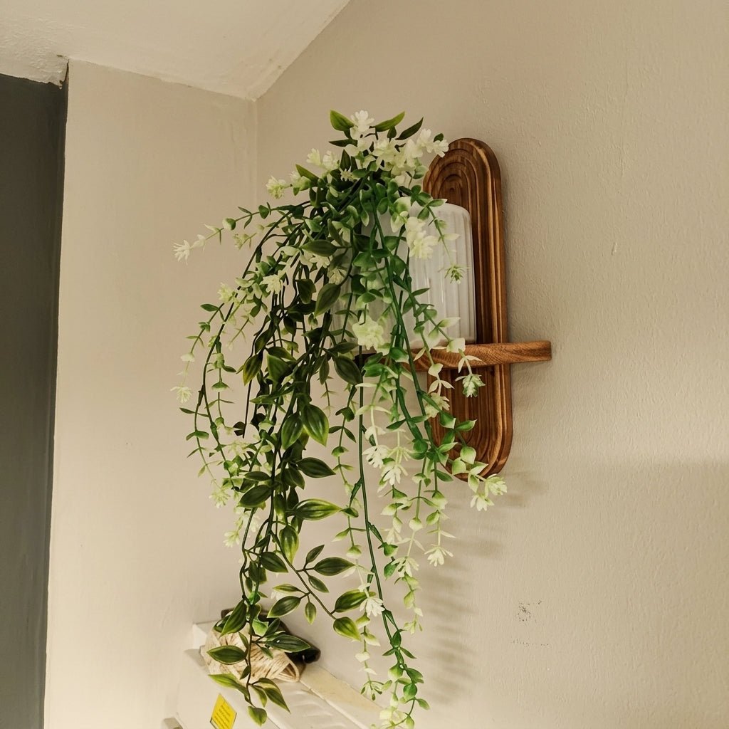 Set of 2 Floating Wood Wall Shelves with Curved Grooved Back