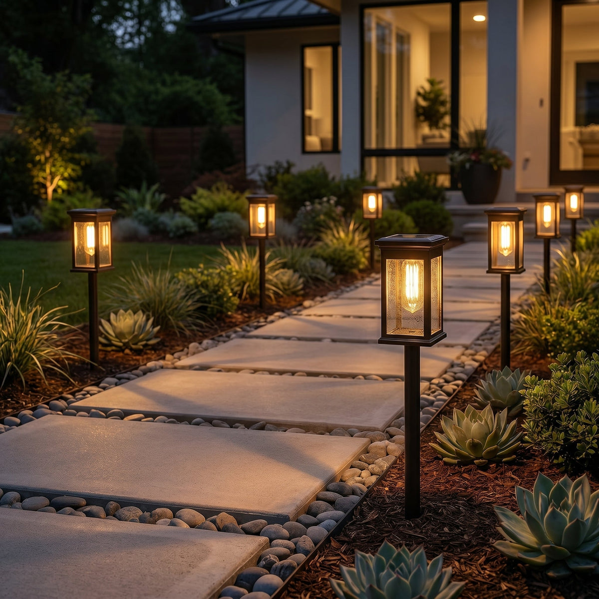 Set of 3 Solar Lantern Pathway Lights