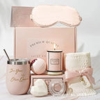 Bath Gift Set Pink Metal Spa Basket