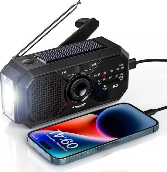 Emergency Radio Solar & Hand-Crank USB Type-C Rechargeable