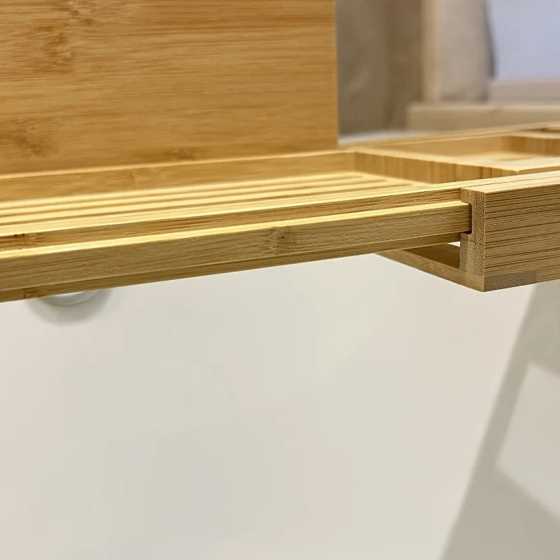Bathtub Tray Adjustable Bamboo Book & Drink Holder