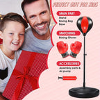 Kids Boxing Set Adjustable Height Gloves & Stable Base