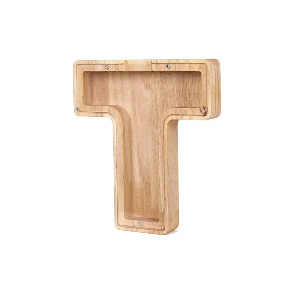 Piggy Bank Personalized Letter Sustainable Wood & Acrylic