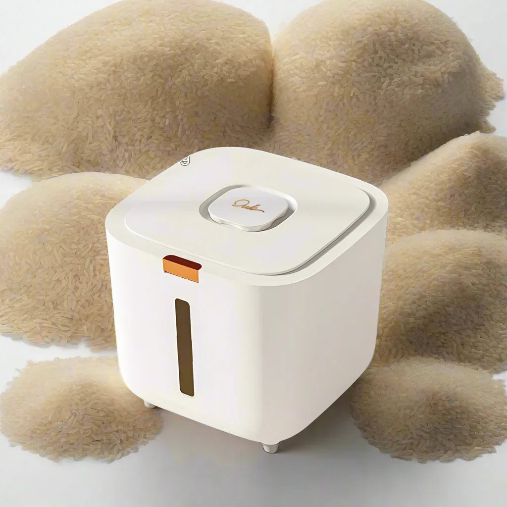 Rice Storage Container Airtight Silicone Seal & Push-Button Dispenser