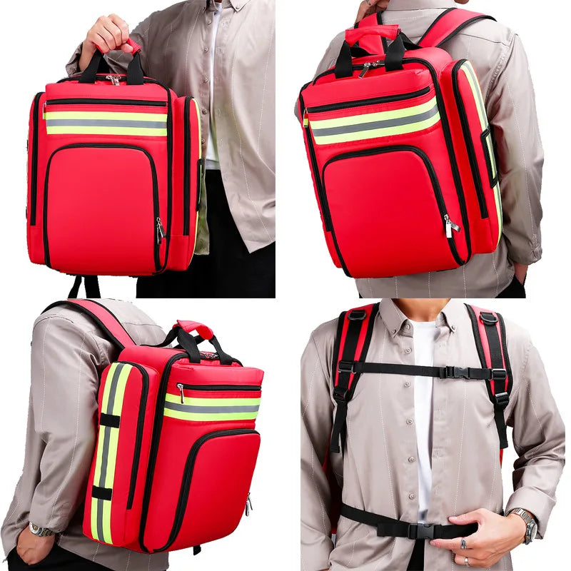 First Aid Backpack Large Capacity Multi-Layer Water-Resistant Oxford