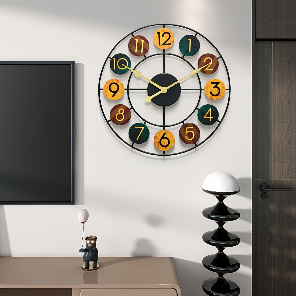 Vintage Iron Wall Clock in Bright Colors | Decorative Timepiece