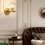 Contemporary Iron and Glass Wall Sconce Light Fixture