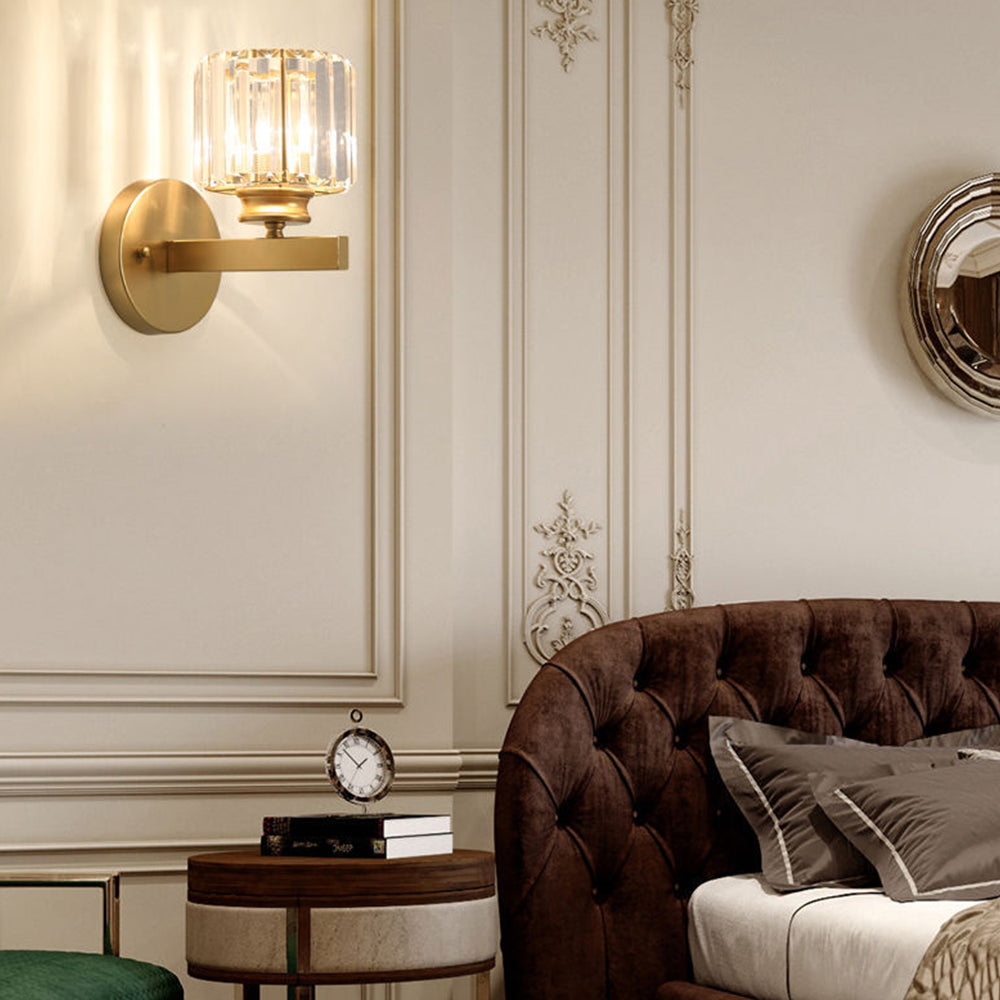 Contemporary Iron and Glass Wall Sconce Light Fixture