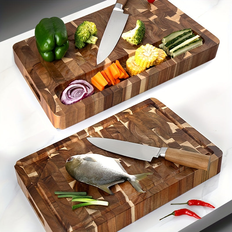 End Grain Chopping Block – Durable Acacia Wood Cutting Board for Kitchen