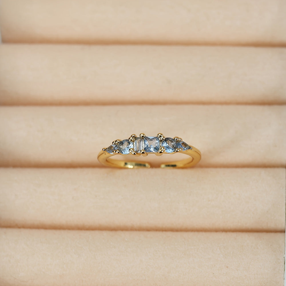 Stackable Gold Rings Set with Rhinestones for Mother's Day