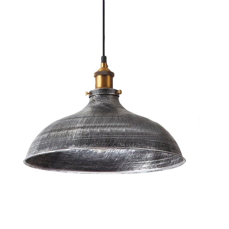 Vintage-Style Grey Metal Pendant Light for Industrial Decor