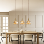 Ribbed Glass Pendant Lamp in Japanese Style