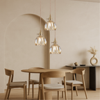 Ribbed Glass Pendant Lamp in Japanese Style