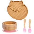 Children's Tableware Set Bamboo Suction Base 4-Piece