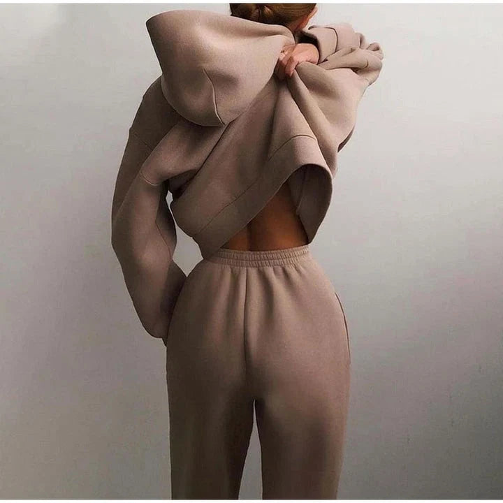 Lounge Set Oversized Relaxed Fit Cotton-Poly Blend Elastic Waistband