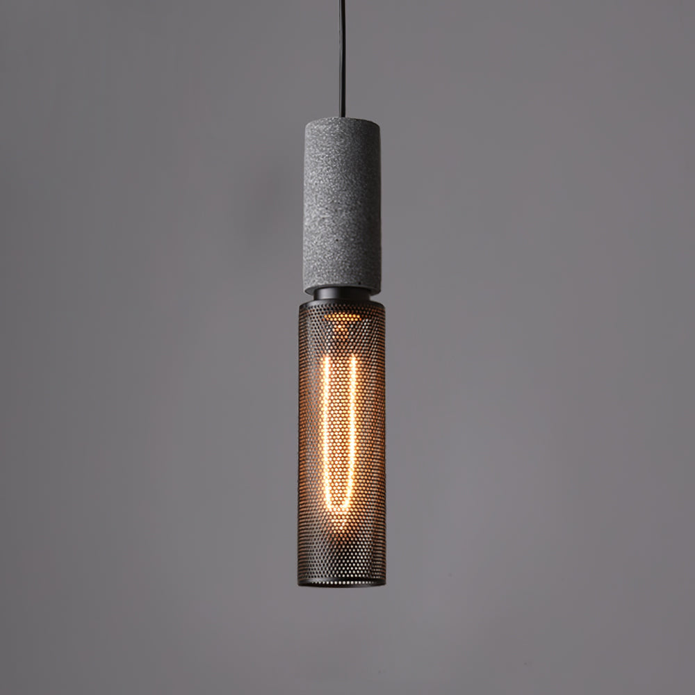 Concrete-Look Ceiling-Mount Pendant Light