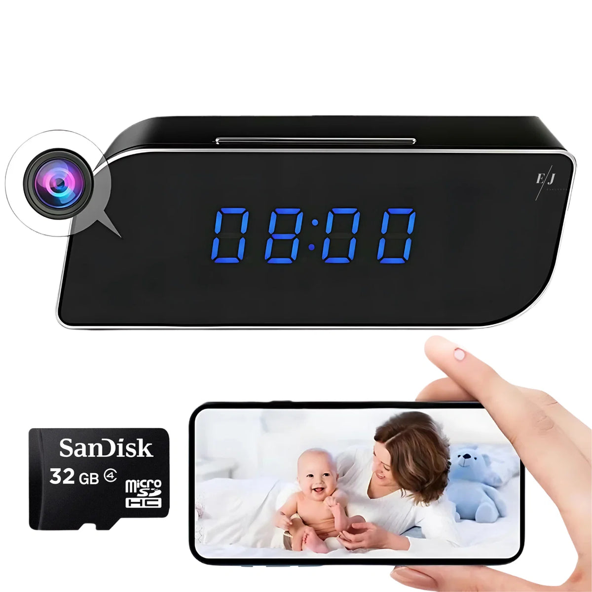 Digital Alarm Clock Hidden Camera HD 1080p Night Vision