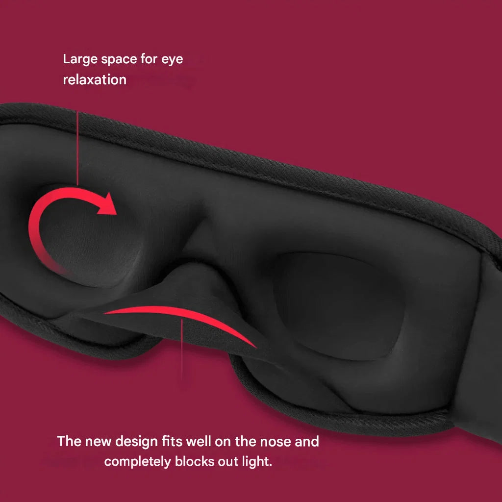 Sleep Mask 3D Contoured Light-Blocking Adjustable Strap