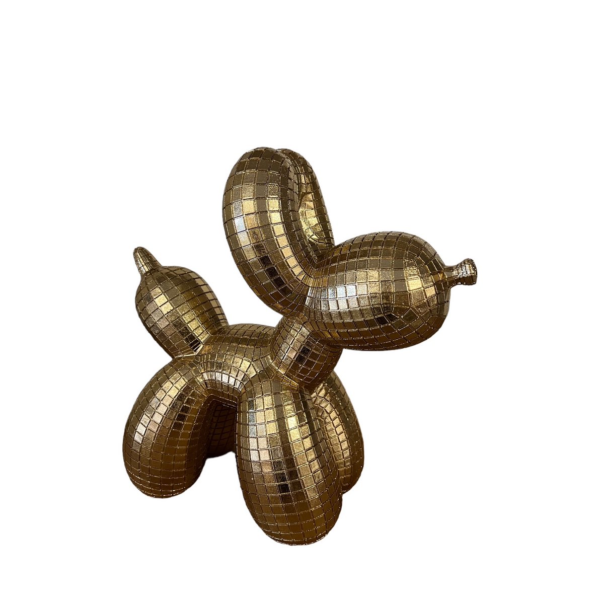 Decorative Polyresin Figure of a Dog in Gold Balloon Design