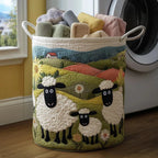 Quilted Cotton-Polyester Foldable Storage Basket