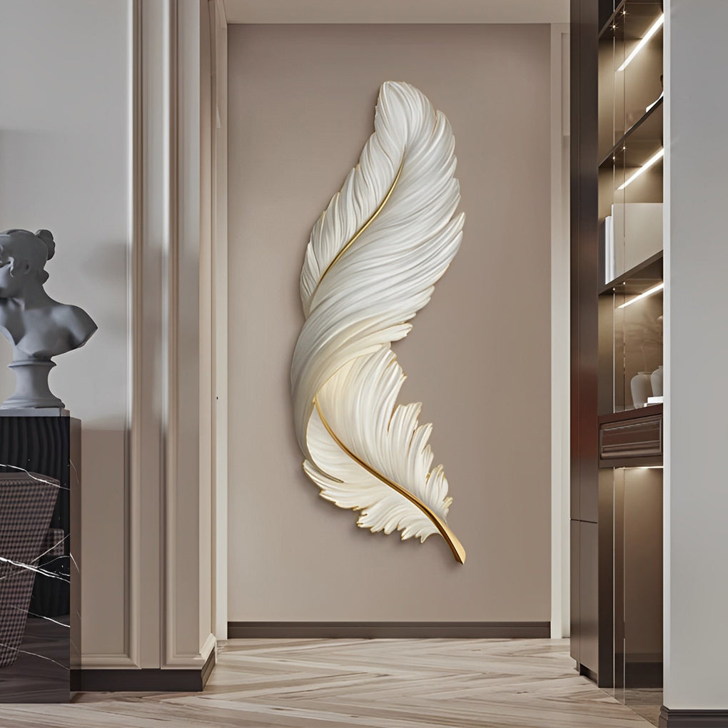 Feather-Pattern Metal Remote-Dimmable LED Wall Lamp