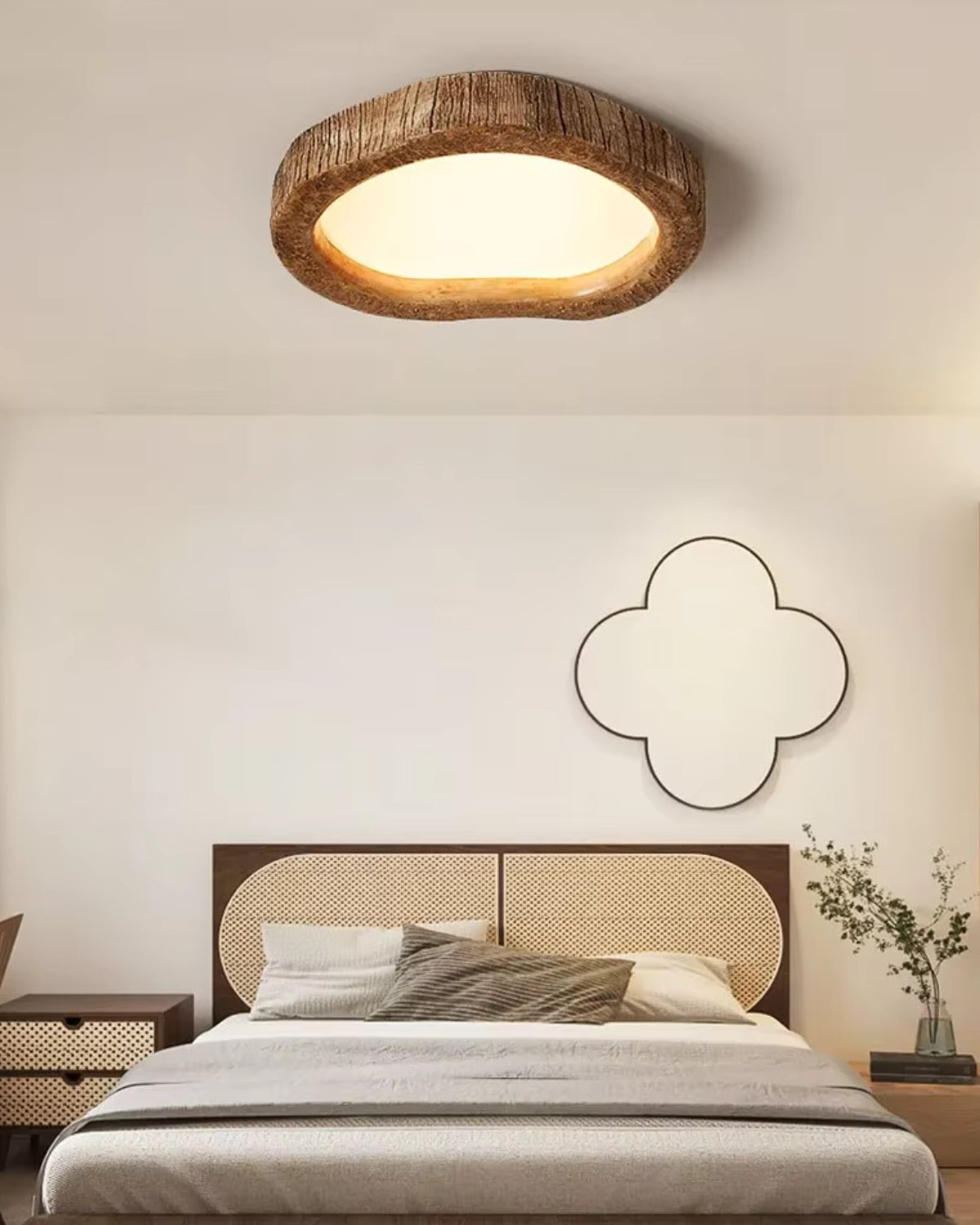 Wood-Look Flush Mount Ceiling Light