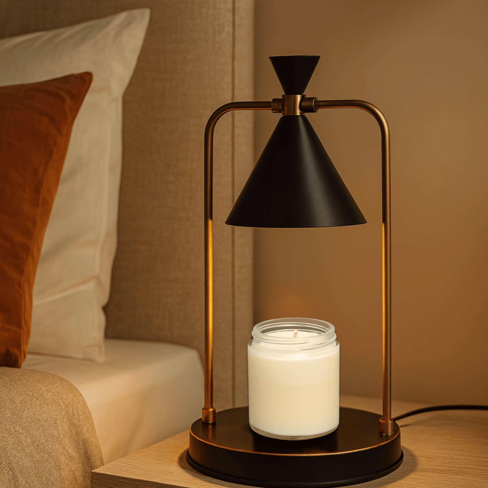 Cone Shade Metal Frame Electric Candle Warmer Lamp