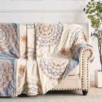 Machine Washable 100% Cotton Mandala Throw Blanket