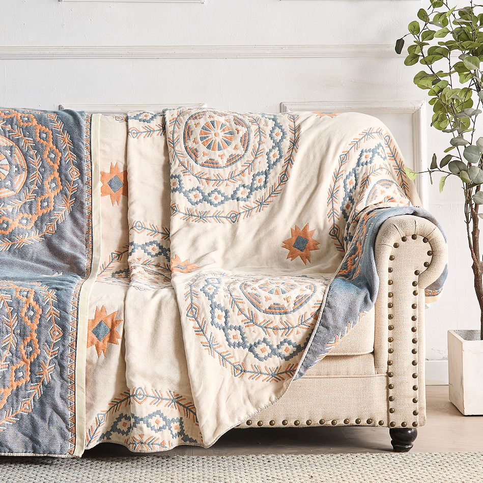 Machine Washable 100% Cotton Mandala Throw Blanket